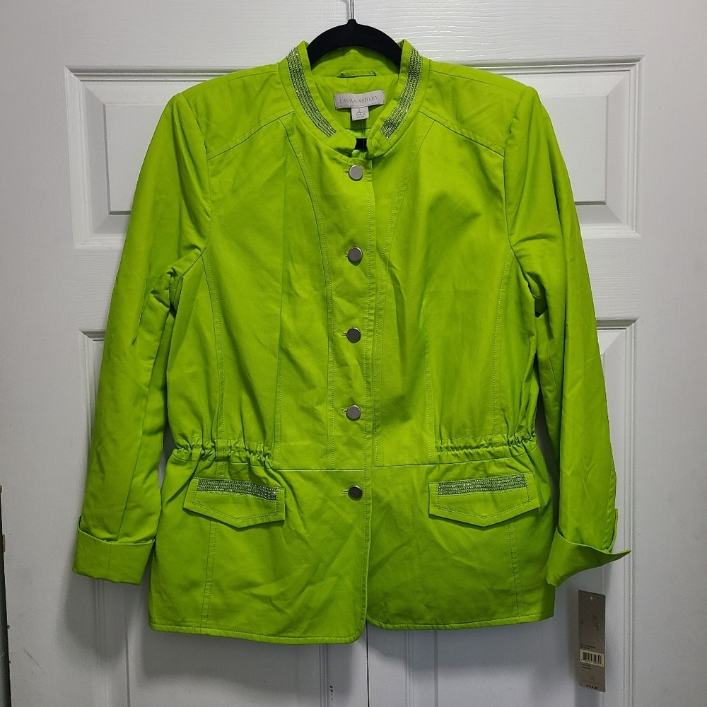 NWT Laura Ashley‎ Vibrant Green Women's Jacket NWT LARGE